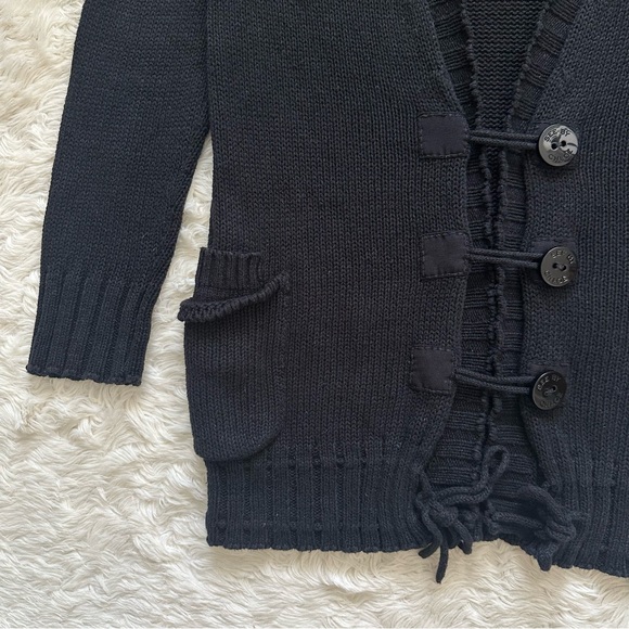 See By Chloe Cardigan Toggle Button Front Sweater Linen Cotton Blend Black Sz 6 - Picture 6 of 12